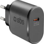 SBS Hálózati töltő adapter 25W USB-C csatlakozóval TETR1CPD25, fekete