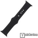  Okosóra sport szíj - FEKETE - szilikon, S/M méret - Apple Watch Series 1/2/3 38mm / 4/5/6/SE 40mm / 7/8/9 41mm / 10 42mm