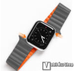 DUX DUCIS okosóra loop szilikon szíj - SZÜRKE / NARANCS - szilikon, mágneses, bordázott mintás - APPLE Watch Series 1/2/3 38mm / 4/5/6/SE 40mm / 7/8/9 41mm