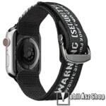DUX DUCIS okosóra szíj - FEKETE / FEHÉR - szövet, tépőzár, állítható - Apple Watch Series 1/2/3 42mm / 4/5/6/SE 44mm / 7/8 45mm / 10 46mm / Ultra / Ultra 2 49mm