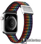 DUX DUCIS okosóra szíj - FEKETE / SZÍNES - szövet, csíkos minta, állítható - Apple Watch Series 1/2/3 42mm / 4/5/6/SE 44mm / 7/8 45mm / 10 46mm / Ultra / Ultra 2 49mm