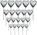  20 darabos műanyag dekorációs szív - Ezüst