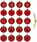SPRINGOS 20 db-os Karácsonyi gömbszett, karácsonyi dísz, 6 cm, piros (CA0138)