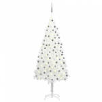 vidaXL fehér megvilágított műkarácsonyfa gömb szettel 210 cm (3077721) - balena