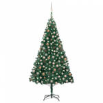 vidaXL zöld megvilágított műkarácsonyfa gömb szettel 240 cm (3077624) - balena