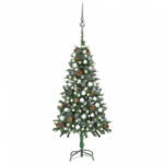 vidaXL megvilágított műkarácsonyfa gömb szettel és tobozzal 150 cm (3077895) - balena