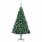 vidaXL zöld megvilágított műkarácsonyfa gömb szettel 240 cm (3077710) - balena