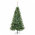 vidaXL zöld megvilágított műkarácsonyfa gömb szettel 180 cm (3077641) - balena