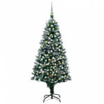 vidaXL megvilágított műkarácsonyfa gömb szettel és tobozzal 210 cm (3077704) - balena