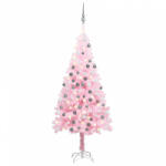 vidaXL rózsaszín PVC megvilágított műkarácsonyfa gömb szettel 150 cm (3077670) - balena