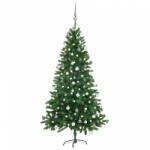 vidaXL zöld megvilágított műkarácsonyfa gömb szettel 150 cm (3077726) - balena