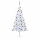 vidaXL fehér megvilágított műkarácsonyfa gömb szettel 240 cm L (3077668) - balena