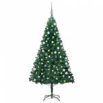 vidaXL zöld PVC megvilágított műkarácsonyfa gömb szettel 120 cm (3077706) - balena