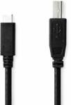 Nedis Cablu USB | USB 2.0 | Conector USB-C | Conector USB-B | 480 Mbps | Nichelată | 2, 00 m | Rotund | PVC | Negru | Cutie (CCGB60650BK20)
