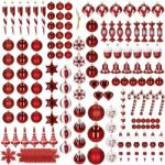 SPRINGOS Set de ornamente de Crăciun, 155 ornamente de Crăciun, roșu (CA0155)