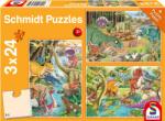 Schmidt Spiele Puzzle Schmidt 3 x 24 piese - Distracție cu dinozauri (56465) Puzzle