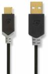 Nedis Cablu USB | USB 2.0 | Conector USB-A | Conector USB-C | 480 Mbps | Placat cu aur | 1, 00 m | Rotund | PVC | Antracit | Cutie cu fereastră (CCBW60600AT10)