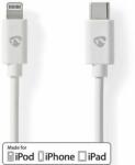 Nedis Cablu Lightning | USB 2.0 | Apple Lightning, 8 pini | Conector USB-C | 480 Mbps | Placat cu nichel | 2.00 m | Rotund | PVC | Alb | Pliculeț (CCGP39650WT20)