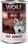 Wolf of Wilderness Wolf of Wilderness Adult "Red Meat" 6 x 400 g - Ruby Midnight: porc, vită și iepure