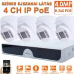  4 Kamerás 4 MP rendszer beltéri Dome IP, POE, AI, Mikrofonos, színesen éjszakai látás