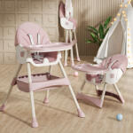 Monkey Mum® Scaun de sufragerie pentru copii 2 in 1 - Roz (P01434) Scaun de masa bebelusi