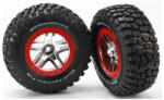 Traxxas kerék 2.2 / 3.0 ", lemez SCT Split-Spoke ezüst-piros, Tire KM2 (2) (2WD elöl) (TRA5877A)