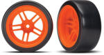 Traxxas kerék 1, 9", osztott küllős tárcsa narancssárga, Drift gumik (2) (hátul) (TRA8377A)