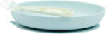 NATTOU Set étkezőasztal szilikon 2 db tányér és kanál menta BPA nélkül (AGS877138)