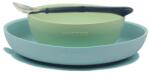 NATTOU Szilikon étkezőgarnitúra 3 db zöld-kék BPA nélkül (AGS876773)