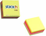 STICK'N Cub notes autoadeziv 51x51 mm, 250 file, STICK'N - 5 culori neon (HO-21203)