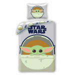  Halantex Megfordítható pamut lepedő STAR WARS Baby Yoda, 140/200+70/90, STM1526BL