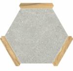  22x25 cm Avant Sacramento Ceniza-Pino Hexagon prémium kőhatású és fahatású kevert járólap