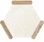  22x25 cm Avant Sacramento Beige-Oak Hexagon prémium kőhatású és fahatású kevert járólap