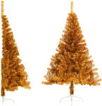  Jumătate brad de crăciun cu suport, auriu, 120 cm, pet (344690)