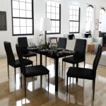  Set masă și scaune de bucătărie 7 piese, negru (242987)