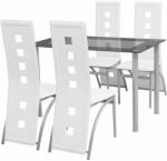  Set masă cu scaune, 5 piese, alb (242909)