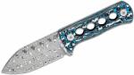 QSP KNIFE Canary Neck Knife Laminated Damascus White Blue CF QS141-I (QS141-I)