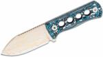 QSP KNIFE Canary Neck Knife Brass Copper Damascus White Blue CF QS141-G (QS141-G)