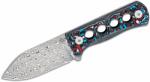 QSP KNIFE Canary Neck Knife Black Laminated Damascus Red White Blue CF QS141-J (QS141-J)