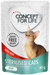 Concept for Life 12x85g Concept for Life Sterilised Cats marha gabonamentes nedves macskatáp aszpikban