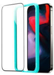 Apple iPhone 15 Pro Max, Kijelzővédő fólia, ütésálló fólia (az íves részre is! ), Tempered Glass (edzett üveg), segéd kerettel, ESR, fekete - tok-shop