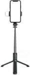  Prémium selfie bot, 19 - 104 cm, 360°-ban forgatható, exponáló gombbal, bluetooth-os, v4.0, tripod állvány funkció, világítással, fekete - tok-shop