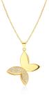 SAVICKI Colier fluture din aur 585 cu diamante albe 0.38 ct 45 cm