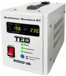TED Electric Stabilizator de tensiune automat, 2000 VA/1200 W, 140-260V, unda sinusoidala pura, 2 x Schuko, Afisaj LED (TED-AVR2000)