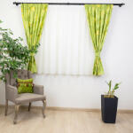 Hiko Set 5 piese draperii scurte Hiko Nostalgie Leaf bumbac verde cu doua bentite si o perdea Ana Soft, cu rejansa (10005267)