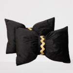 Hiko Set 2 perne decorative 2x40x60cm cu fata detasabila, Hiko COMFY Bow catifea neagra cu banda aurie