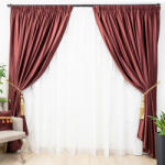 Hiko Set 3 piese Hiko, doua draperii Comfy catifea marsala si o perdea Ana voal, cu rejansa (10005094)