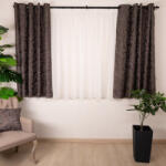 Hiko Set 3 piese Hiko, draperii scurte, dimout, baroc Deluxe Versailles taupe / gri cu inele alama si o perdea Ana voal, cu rejansa - hiko - 457,20 RON