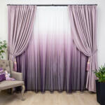 Hiko Set 3 piese Hiko, doua draperii opace, Hiko Blackout, dimout lavanda si o perdea New Degradee mov, cu rejansa (10005115)