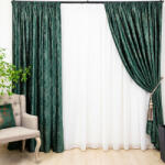 Hiko Set 3 piese Hiko, doua draperii Comfy New Imperial catifea imprimata verde intens/gold si o perdea Ana voal, cu rejansa (10004949)